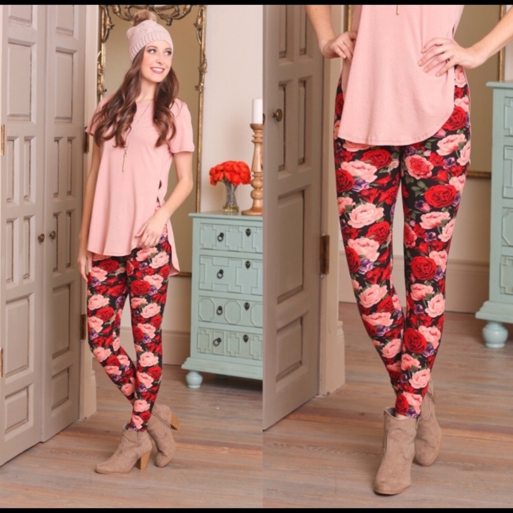 🎉Clearance 🎉Rose Printed Leggings Soft Brushed